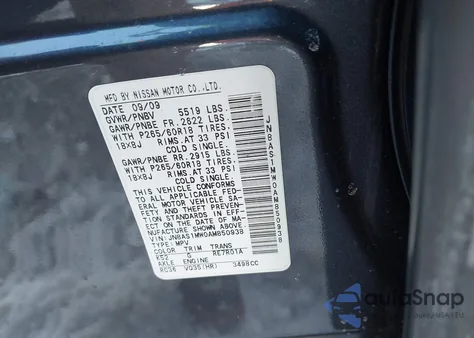 2010 Infiniti Fx35 z USA, uszkodzony, nr VIN JN8AS1MW0AM850938